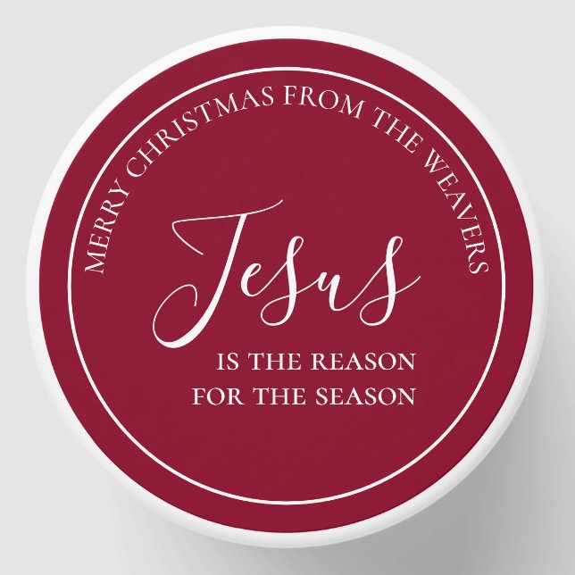 Jesus is the reason | Personalized Red Christmas Mini Candle Favors (Front)