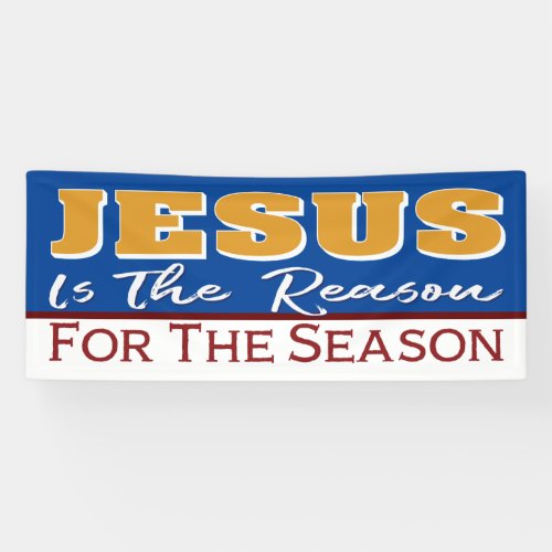 Jesus Is The Reason Red Blue Christian Christmas Banner