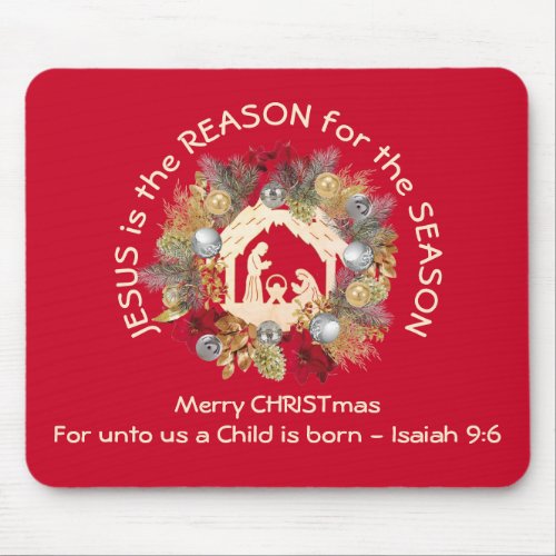 JESUS IS THE REASON Red Christmas Mouse Pad