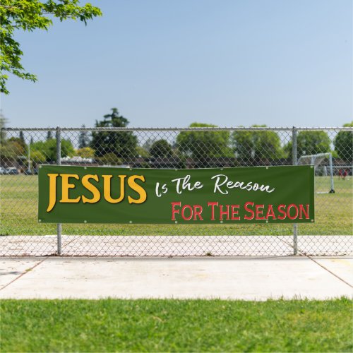 Jesus Is The Reason Red Green Christian Christmas  Banner