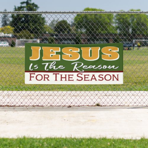 Jesus Is The Reason Red Green Christian Christmas Banner