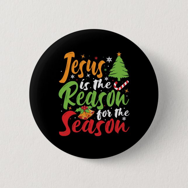 Jesus Is The Reason The Season Christmas Pajamas Button (Front)