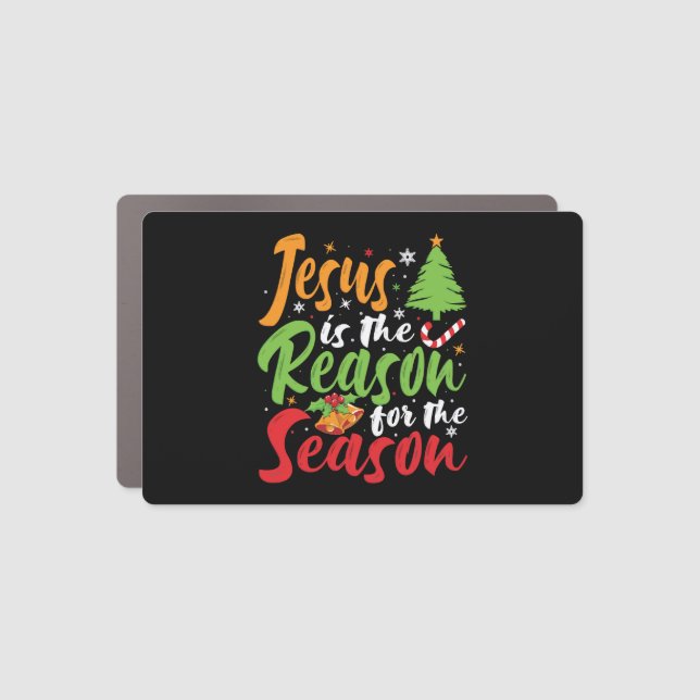Jesus Is The Reason The Season Christmas Pajamas Car Magnet (Front)