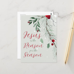 Jesus is the Reason Watercolor Christmas Winter Postcard