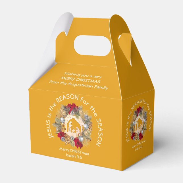 JESUS IS THE REASON Yellow Christmas Favor Box (Front Side)