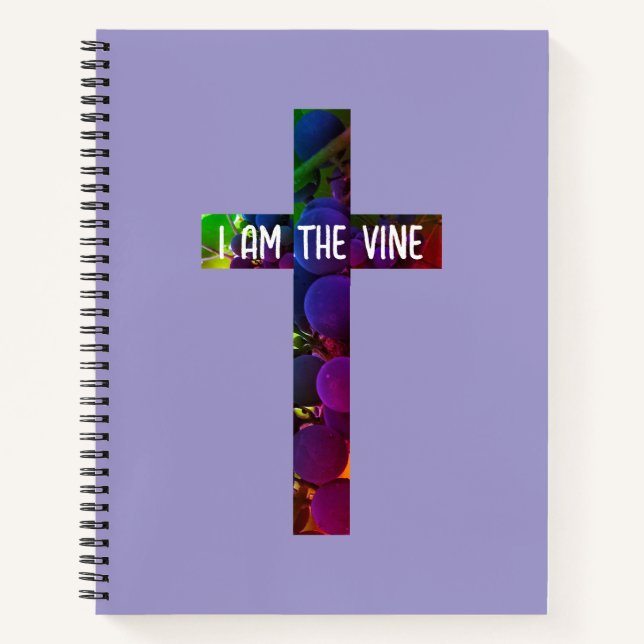 Jesus is the Vine Cross and Grapes Bible Verse Notebook (Front)