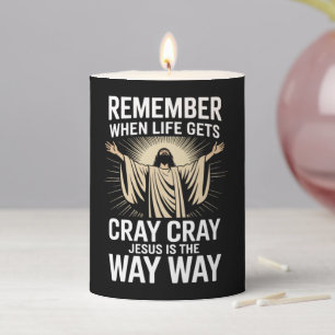 Jesus Is The Way Christmas Funny Faith Religious Pillar Candle