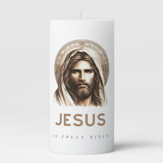 Jesus is truly risen pillar candle