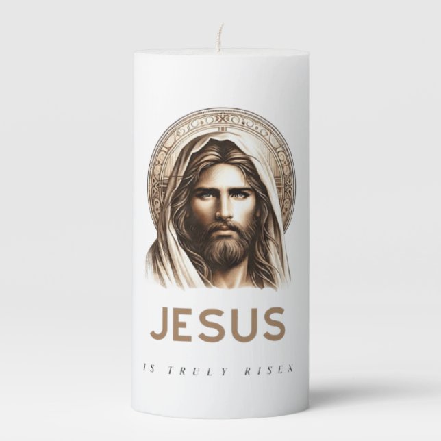 Jesus is truly risen pillar candle (Front)