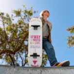 Jesus is Way, Life, Truth Skateboard<br><div class="desc">Christian Skateboard with the biblical verse from John 14:6 Jesus told him, “I am the way, the truth, and the life. No one can come to the Father except through me". The verses are in blue pastel colors and in mixed calligraphy & minimalist typography. This trendy, modern faith design is...</div>