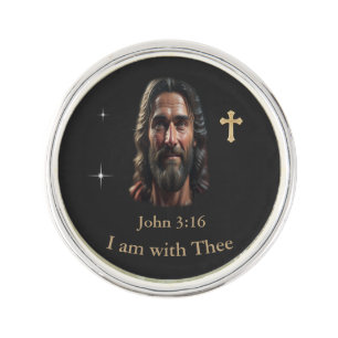 Jesus is with thee lapel pin