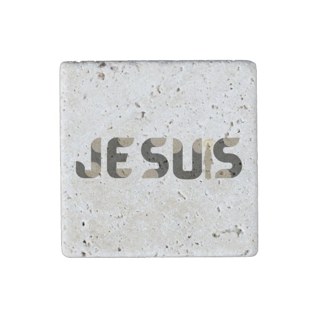 Jesus, Je Suis or I Am Stone Magnet (Front)