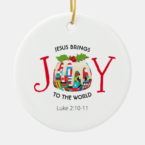 JESUS  JOY TO THE WORLD  Christian  Christmas Ceramic Ornament