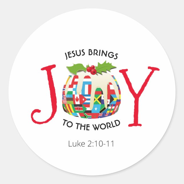 JESUS | JOY TO THE WORLD | Christian | Christmas Classic Round Sticker (Front)