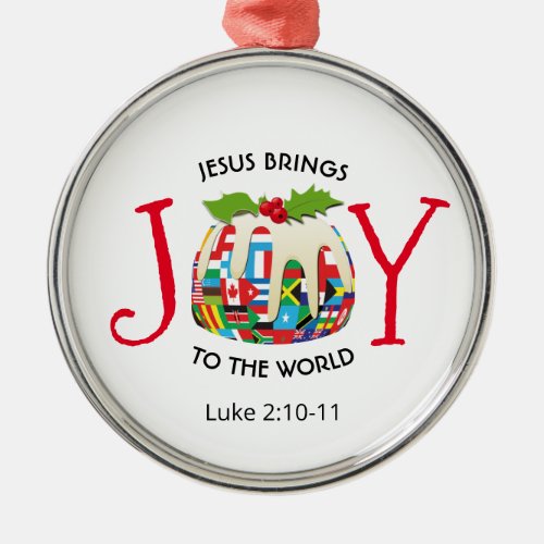 JESUS  JOY TO THE WORLD  Christian  Christmas Metal Ornament