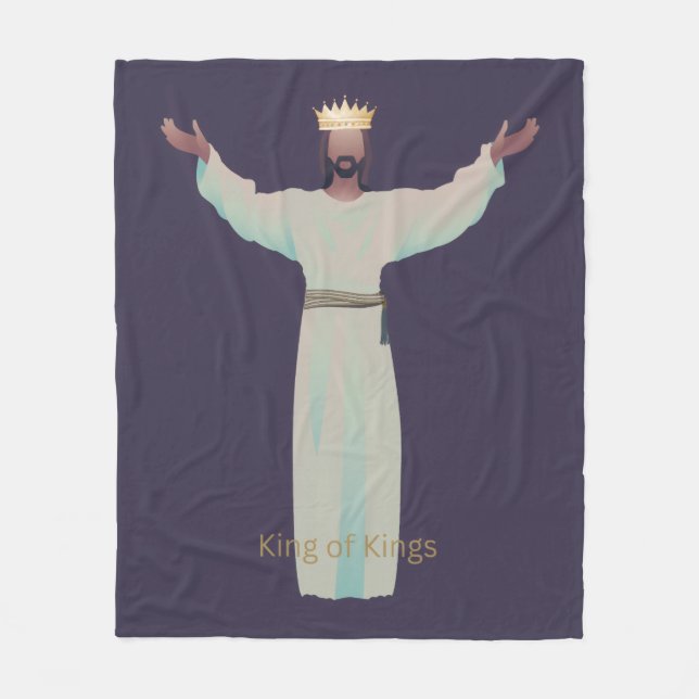Jesus "King of Kings" Blanket, Christian Gifts (Front)