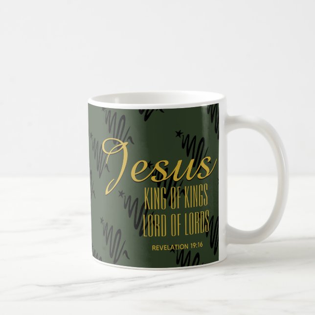 JESUS KING OF KINGS Christian Christmas Green Coffee Mug (Right)