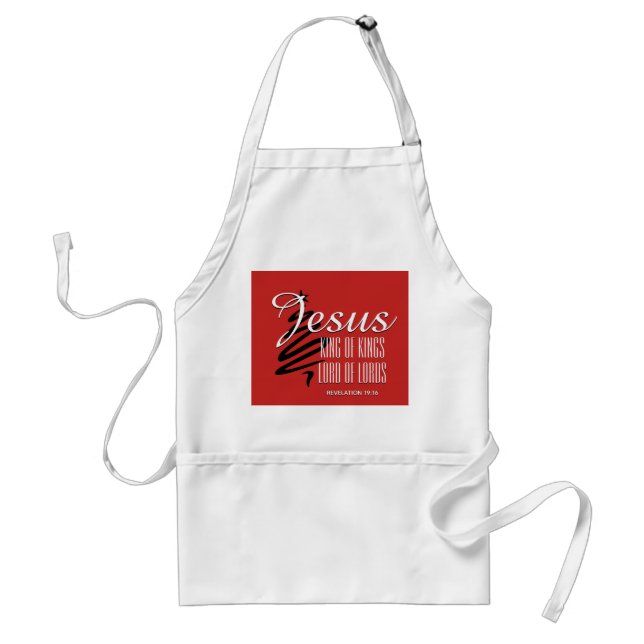 JESUS KING OF KINGS Christian Red Adult Apron (Front)
