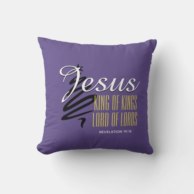 JESUS KING OF KINGS Christmas Christian Purple Throw Pillow (Front)