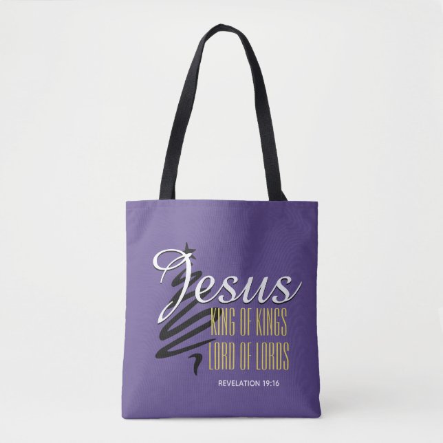 JESUS KING OF KINGS | Christmas | Christian Purple Tote Bag (Front)
