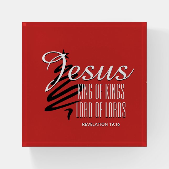 JESUS KING OF KINGS Christmas Christian Scripture Paperweight (Front)