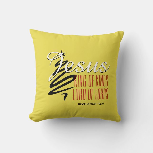 JESUS KING OF KINGS Christmas Christian Yellow Throw Pillow (Front)