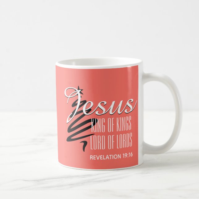 JESUS KING OF KINGS Coral Christmas Coffee Mug (Right)