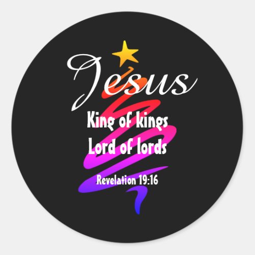 JESUS KING OF KINGS Custom Black Modern Classic Round Sticker