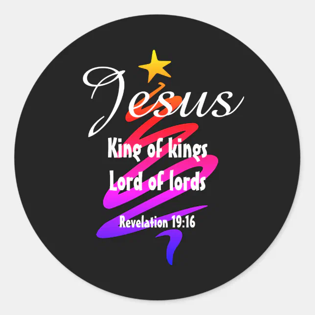 JESUS KING OF KINGS Custom Black Modern Classic Round Sticker | Zazzle