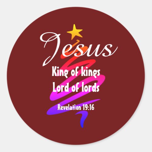 JESUS KING OF KINGS Custom RED Modern Classic Round Sticker