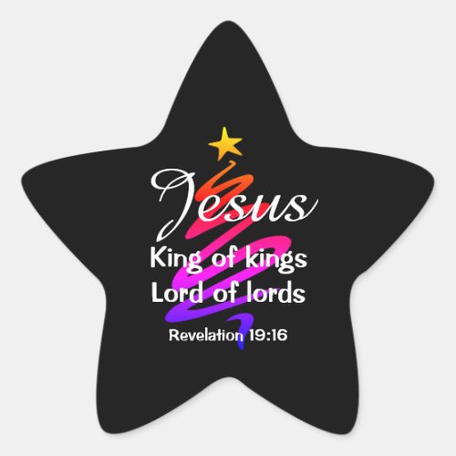 JESUS KING OF KINGS  Modern Black  Christmas Star Sticker