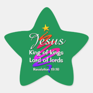 JESUS KING OF KINGS Modern Green Christmas Star Sticker