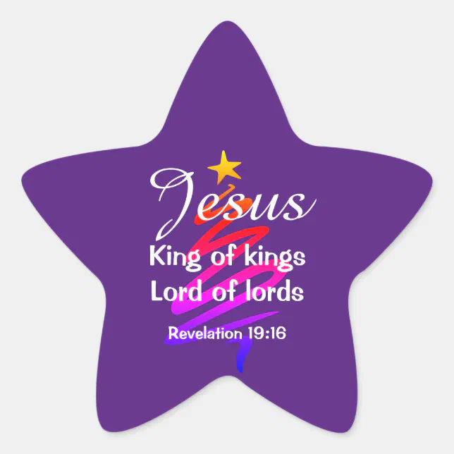 JESUS KING OF KINGS | Modern Purple | Christmas Star Sticker | Zazzle