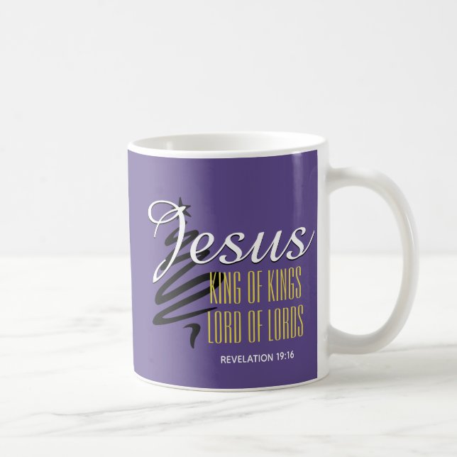 JESUS KING OF KINGS Purple Christmas Coffee Mug (Right)