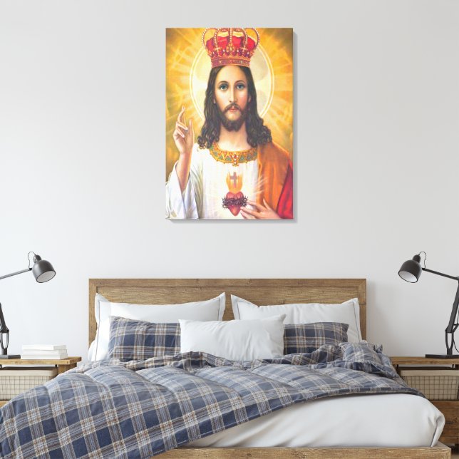 Jesus King Wrapped Canvas Print (Insitu(Bedroom))