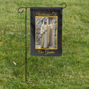 Jesus Knocking at Dawn Garden Flag