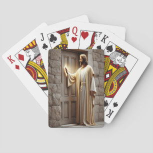 Jesus Knocking at Sunrise Door Poker Cards