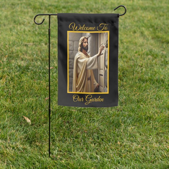 Jesus Knocking At Your Door Open Your Heart Garden Flag (In SItu)