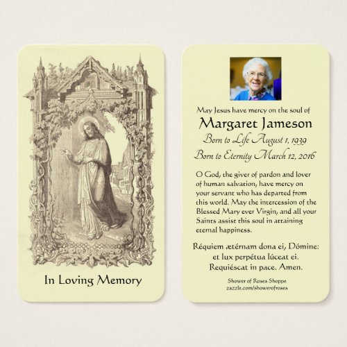Jesus Knocking  Latin Funeral Prayer Memorial Card