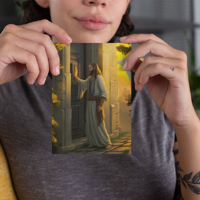 Jesus Knocking on a Rustic Door Card (Creator Uploaded)