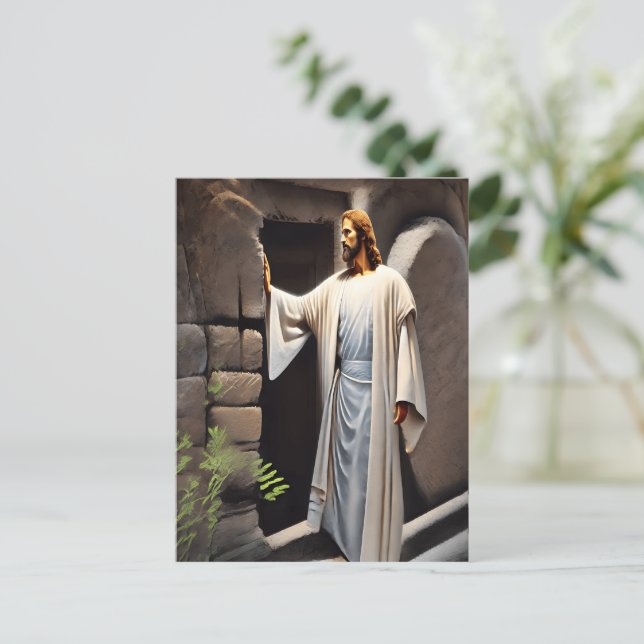 Jesus Knocking on Antique Door Postcard (Standing Front)
