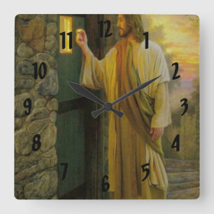 Jesus knocking on your door 6a square wall clock
