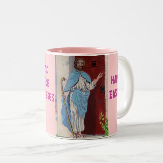 JESUS KNOCKS EASTER mug (Front Right)