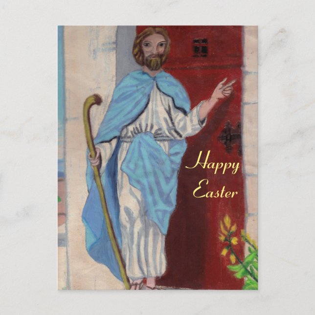JESUS KNOCKS EASTER POSTCARD (Front)