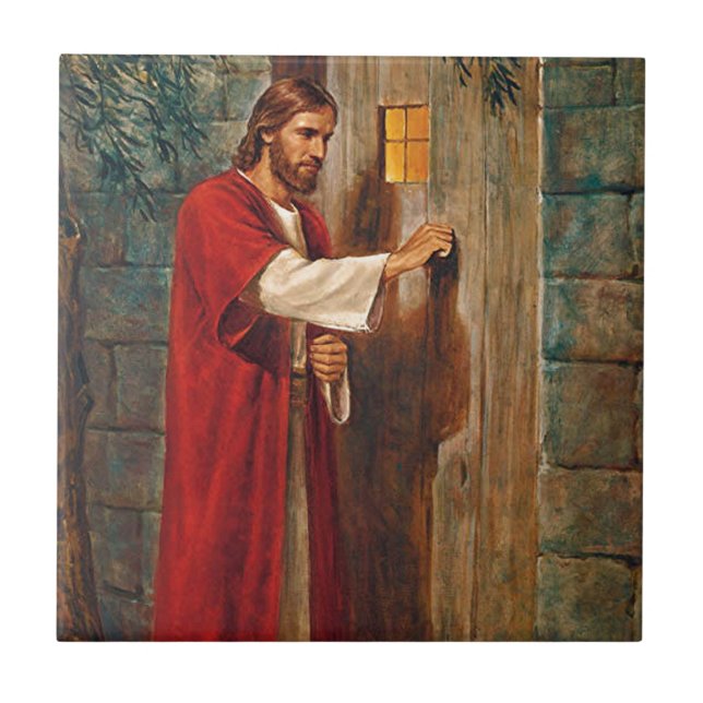 Jesus knocks On The Door Ceramic Tile (Front)