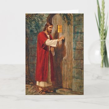 Jesus Knocks On The Door Custom Blank Card by stargiftshop at Zazzle