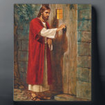 Jesus knocks On The Door Plaque<br><div class="desc">Here Jesus is knocking at a door. He says 'Behold! I stand at the door and knock. If anyone hears my voice and opens the door,  I will come in and dine with him,  and him with me.'   From Revelations 3:20</div>