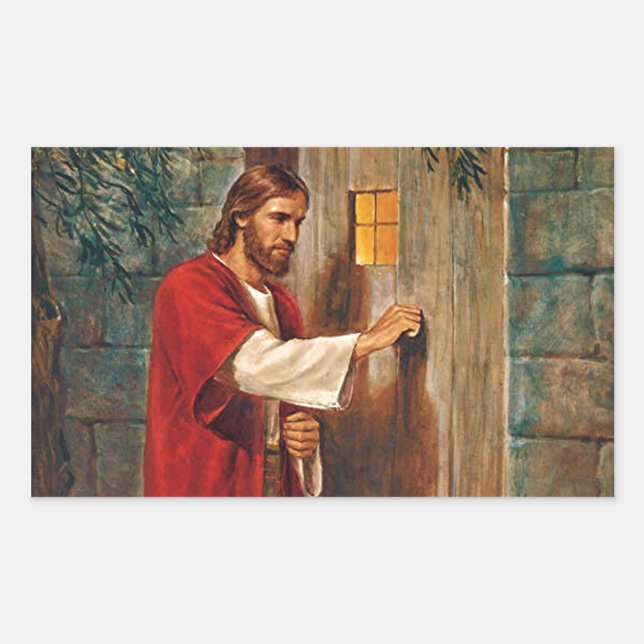 Jesus knocks On The Door Rectangular Sticker (Front)