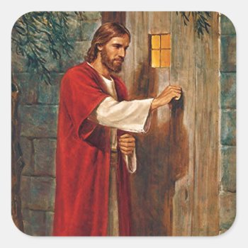 Jesus Knocks On The Door Square Sticker by stargiftshop at Zazzle