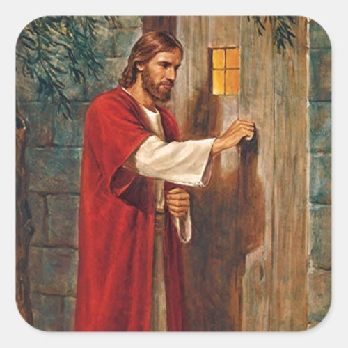 Jesus knocks On The Door Square Sticker